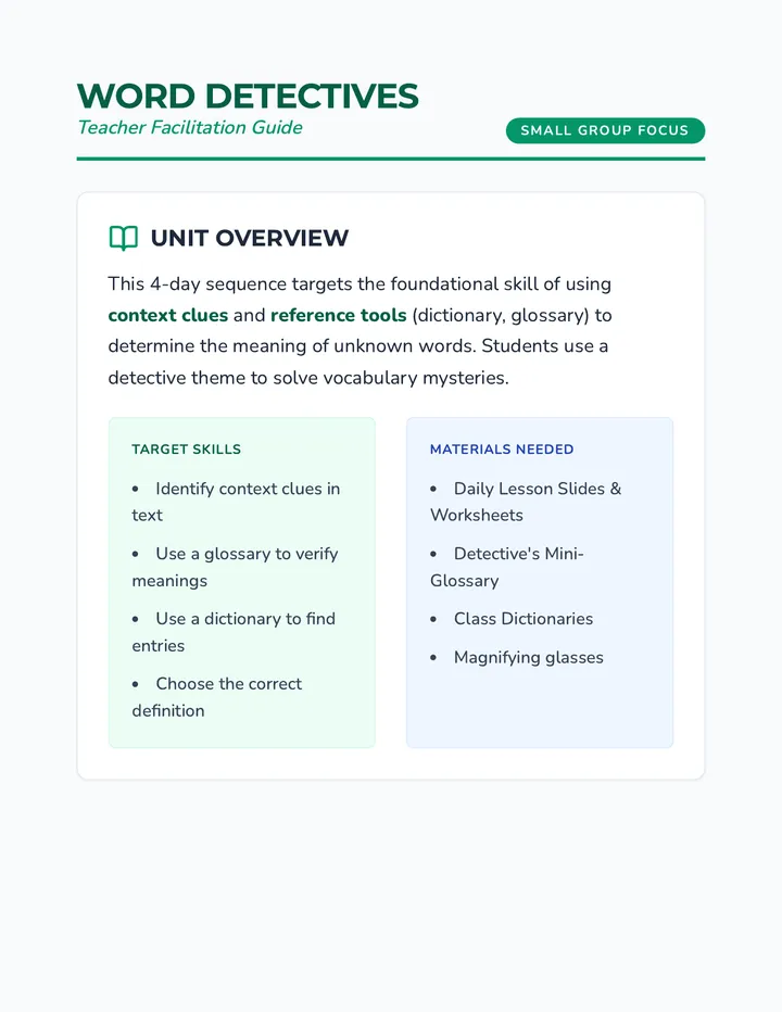Word Detectives Teacher Guide