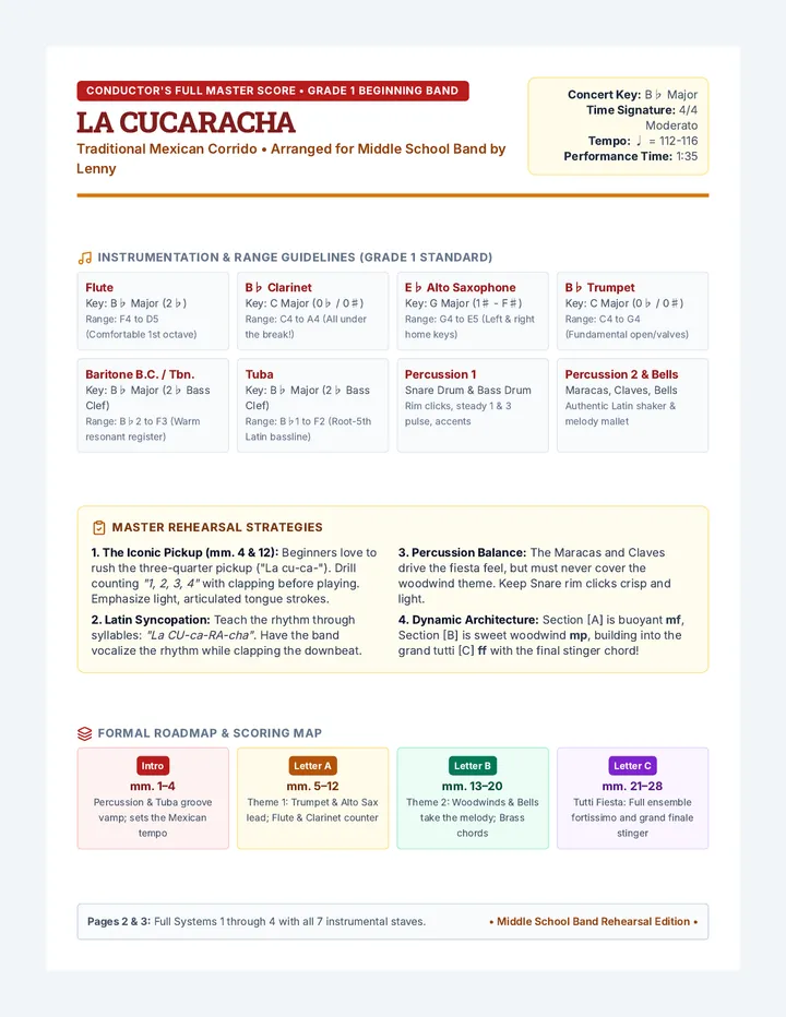 Cucaracha Conductor Score
