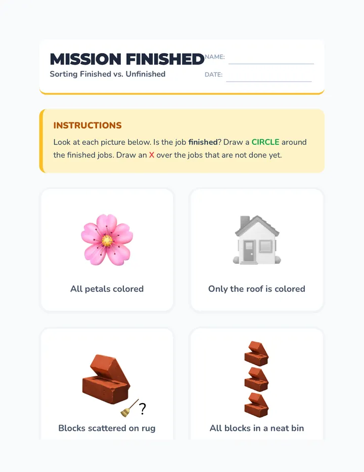 Mission Finished Worksheet
