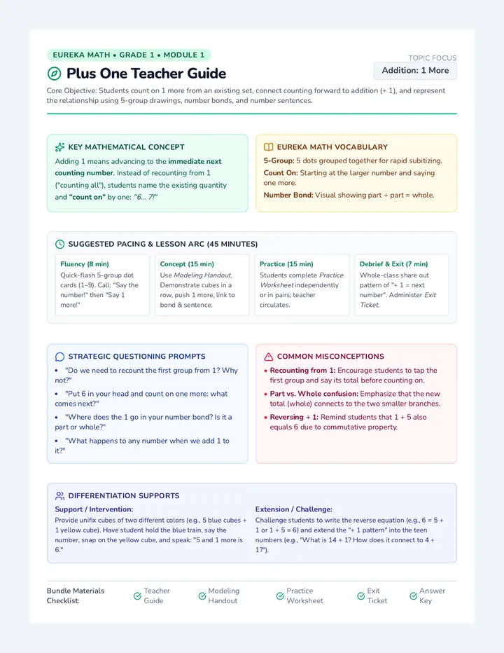 Plus One Teacher Guide