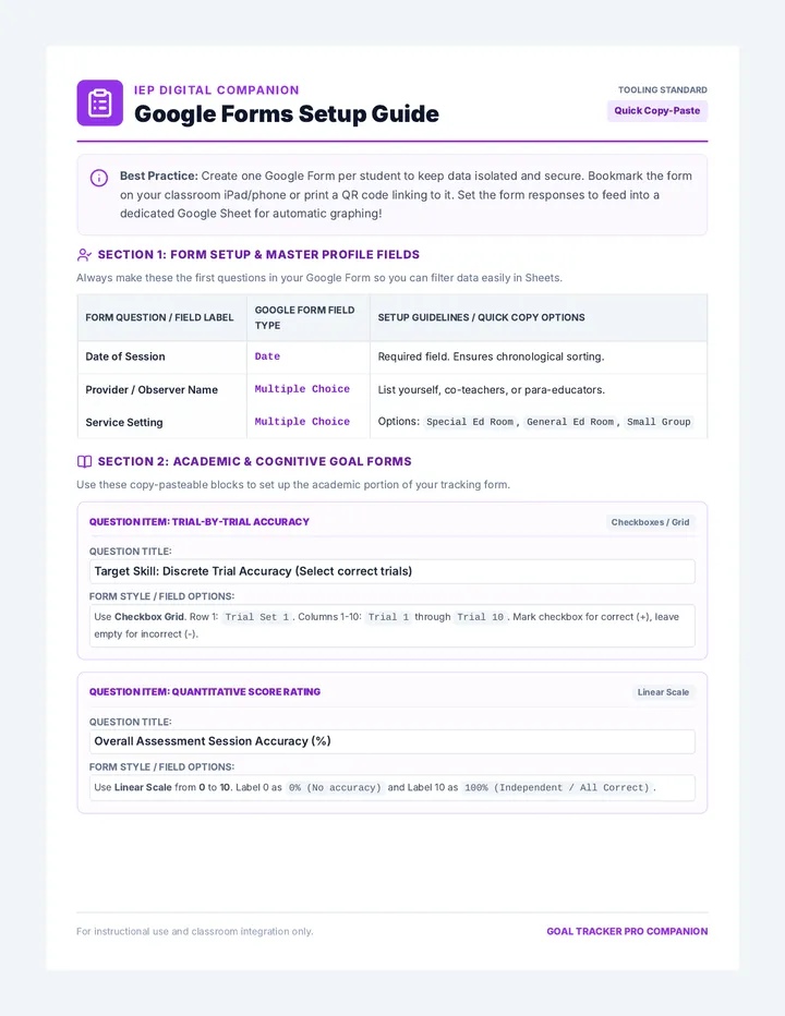 Google Forms Setup Guide