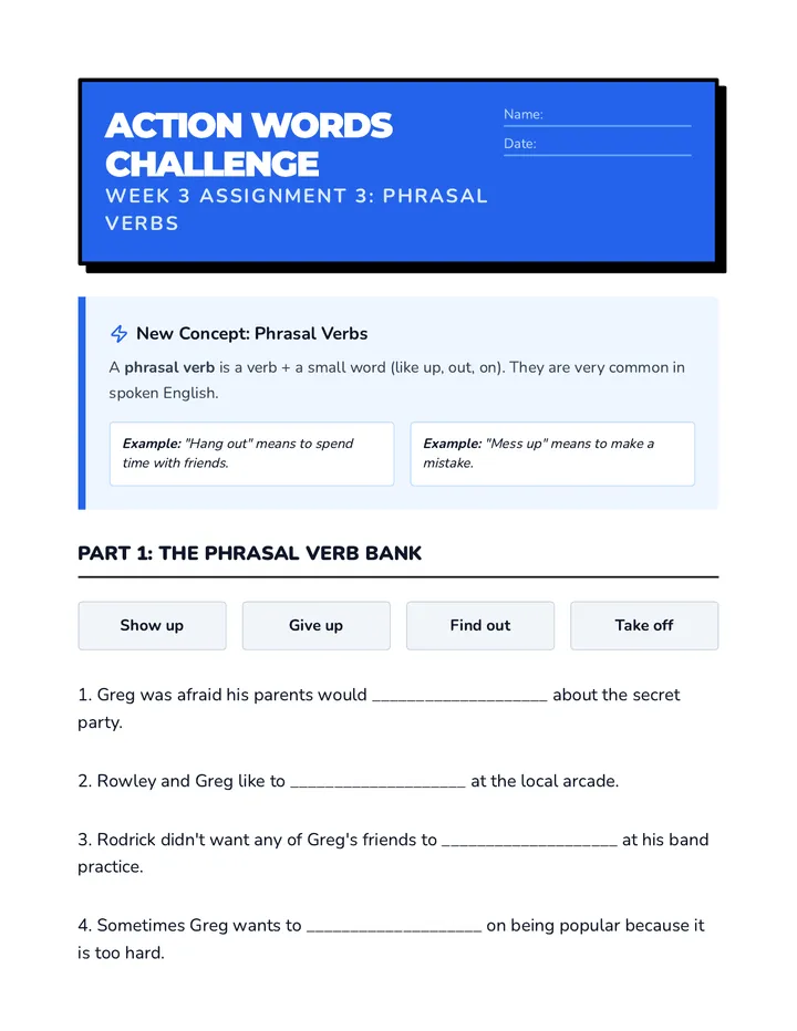 Phrasal Verb Fun Activity