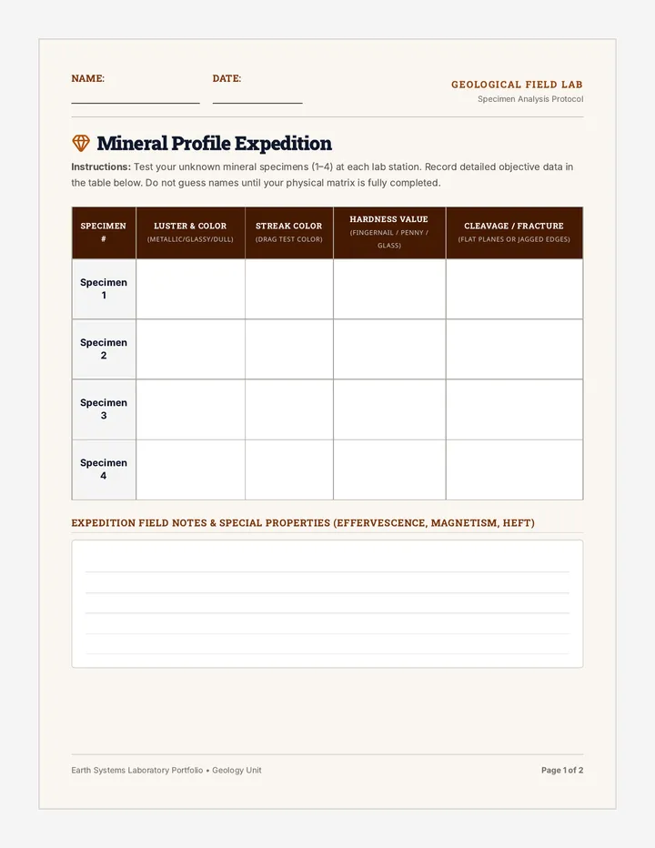 Geology Student Lab Handout