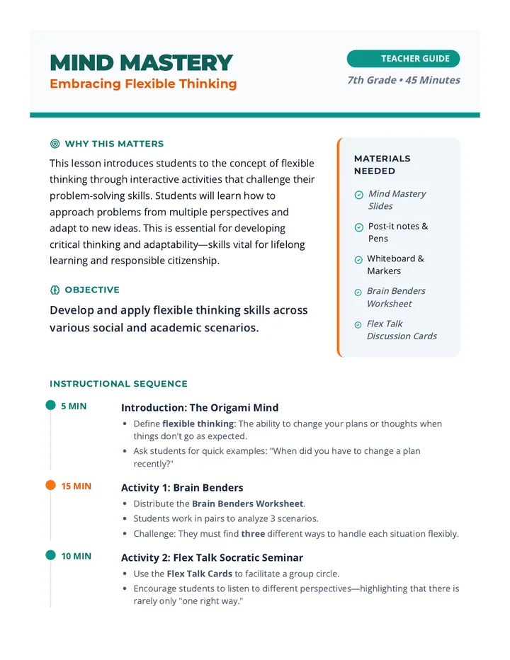 Mind Mastery Lesson Plan