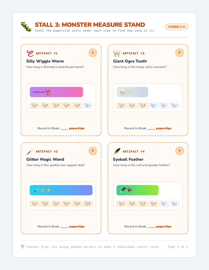 Monster Measure Stand Cards