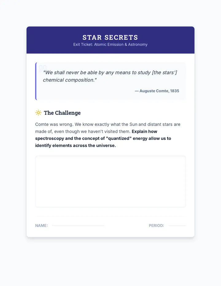 Star Secrets Exit Ticket