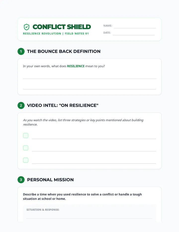 Conflict Shield Worksheet
