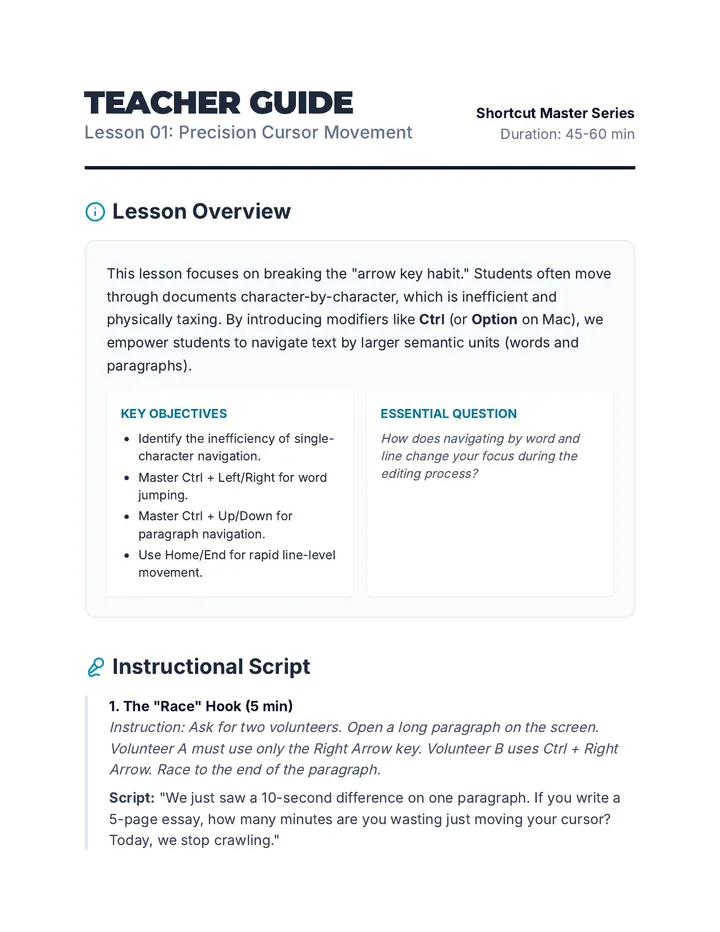 Cursor Movement Teacher Guide