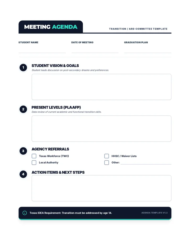 Transition Meeting Agenda Template