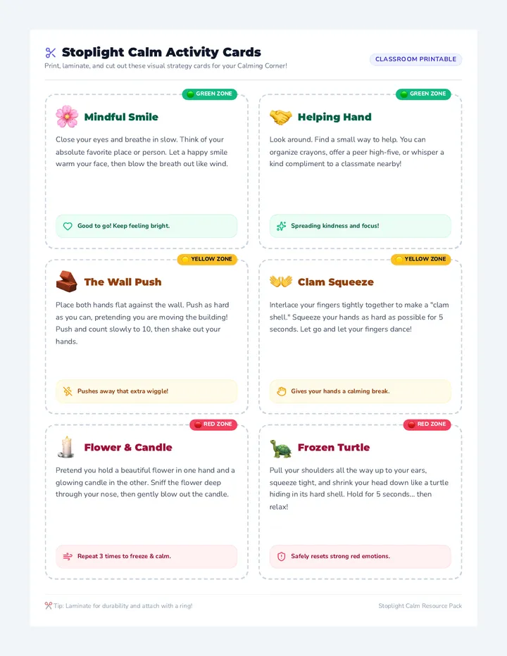 Stoplight Calm Activity Cards