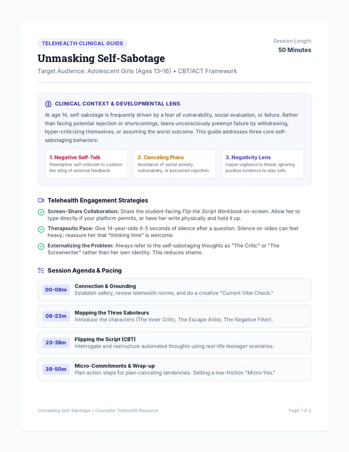 Sabotage to Strength Counselor Guide