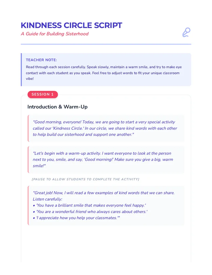 Kindness Circle Script Document