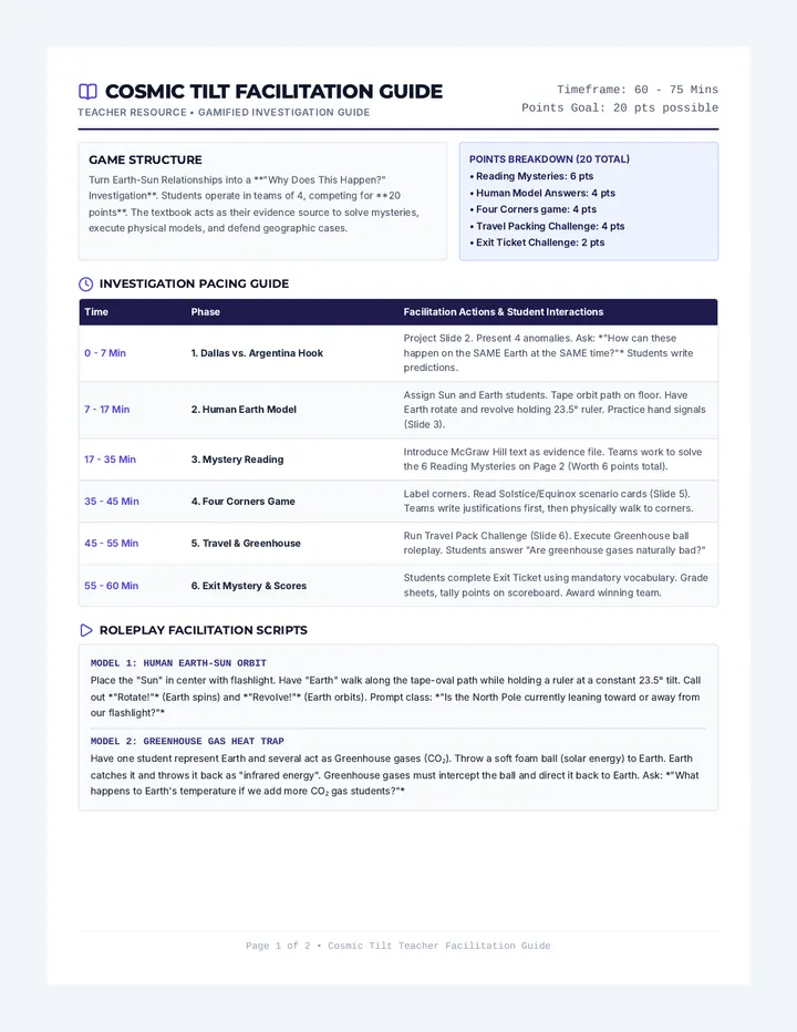 Cosmic Tilt Teacher Guide