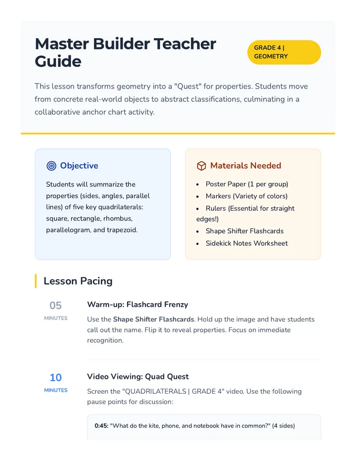 Master Builder Teacher Guide
