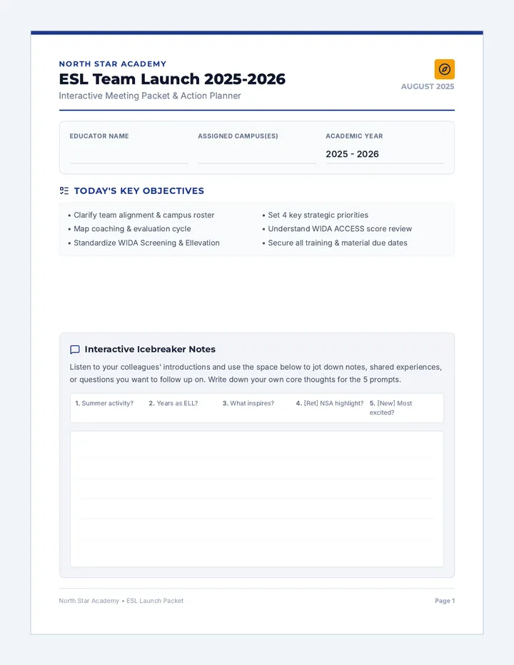 ESL Launch Handout