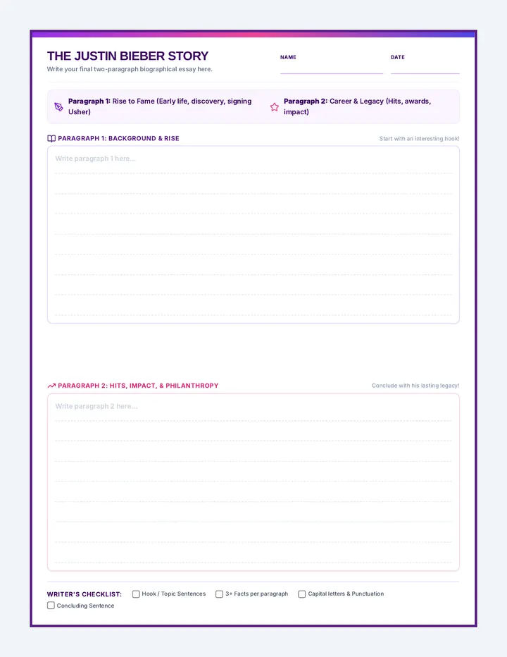 Pop Phenomenon Essay Sheet