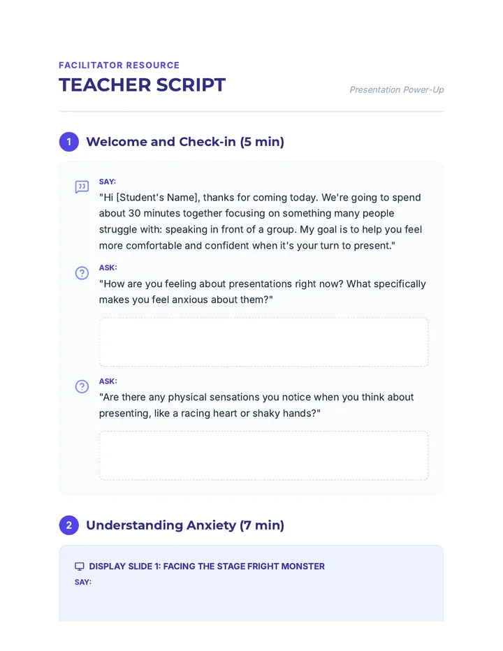 Presentation Power Up Teacher Script