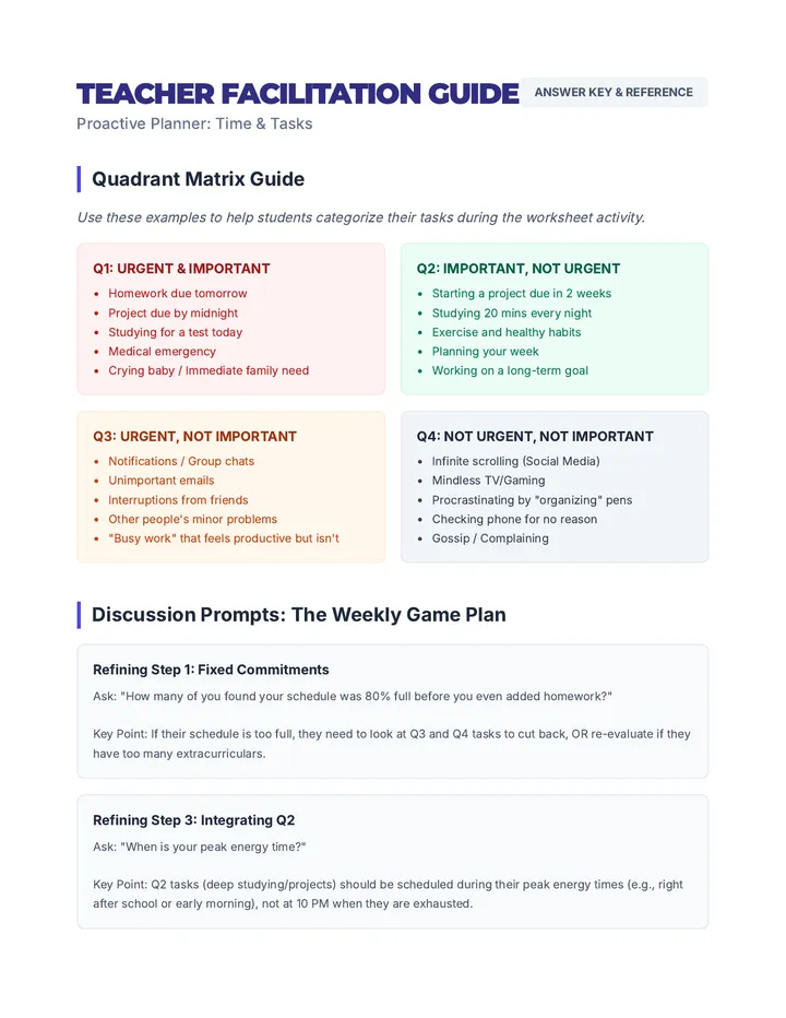 Proactive Planner Teacher Guide