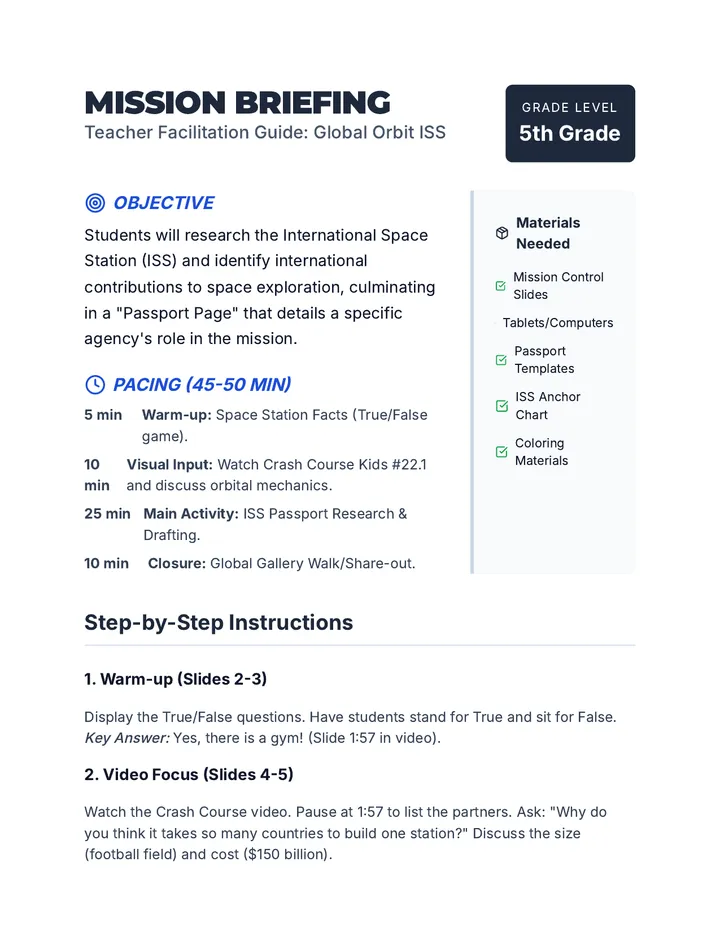 Mission Briefing Teacher Guide