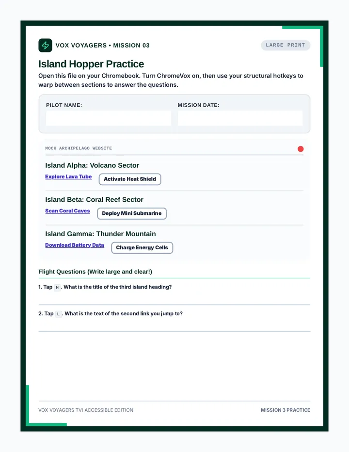 Island Hopper Worksheet
