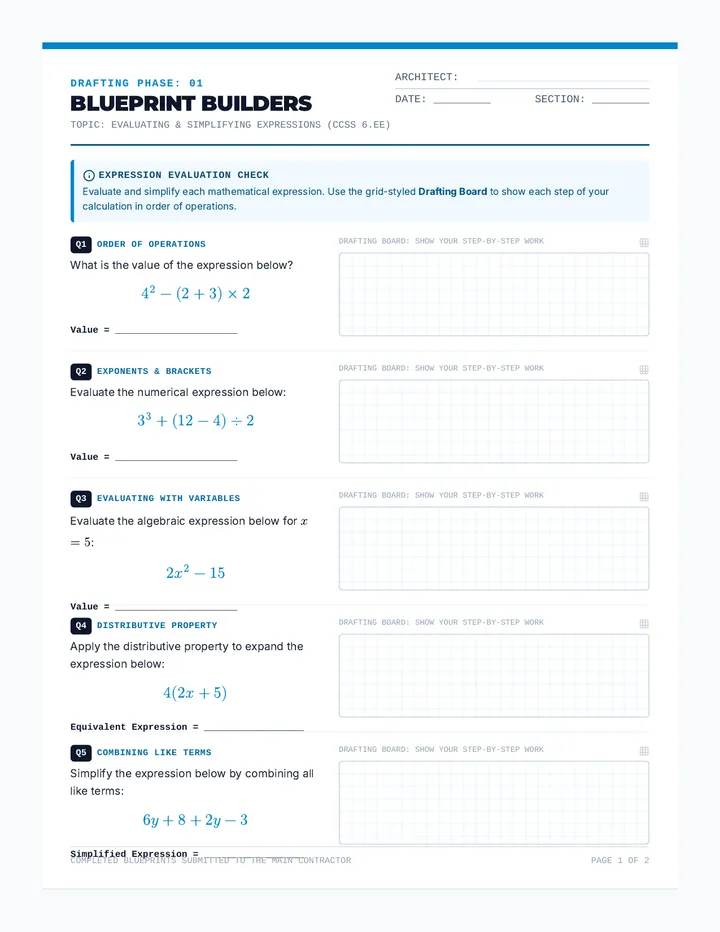 Blueprint Builders Worksheet
