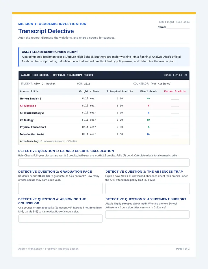 Transcript Detective Worksheet