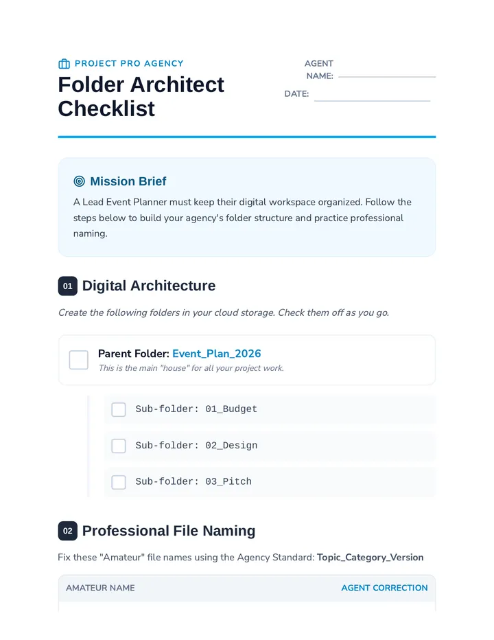 Folder Architect Checklist