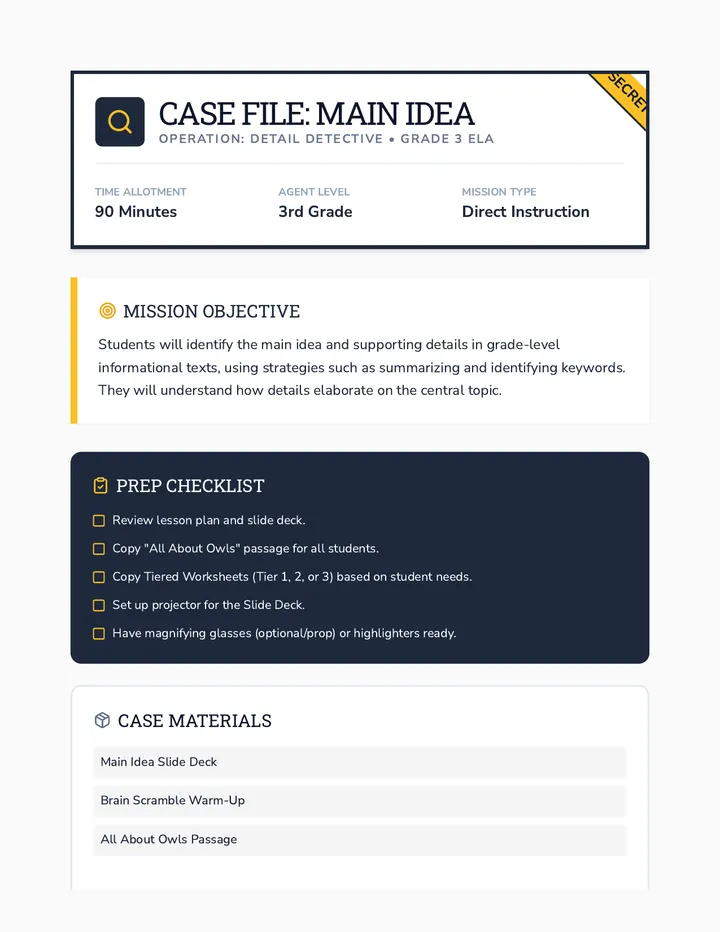 Detective Case Facilitation Guide