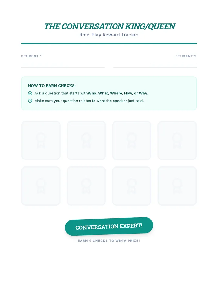 Role Play Reward Tracker Handout