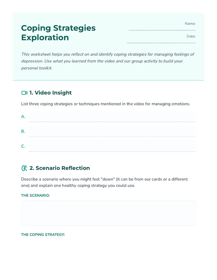 Coping Strategies Worksheet