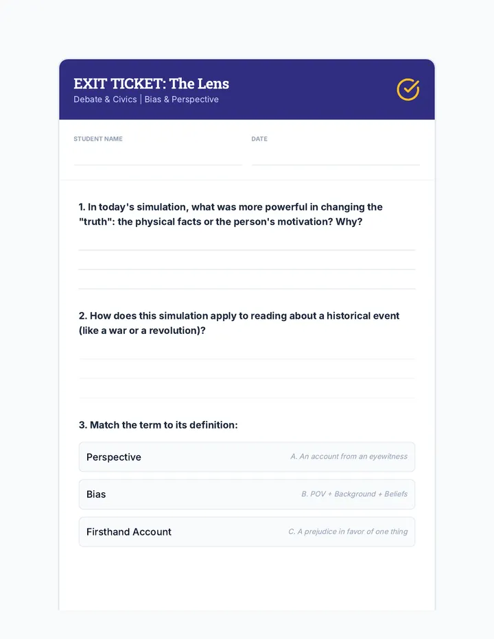 Truth Lens Exit Ticket