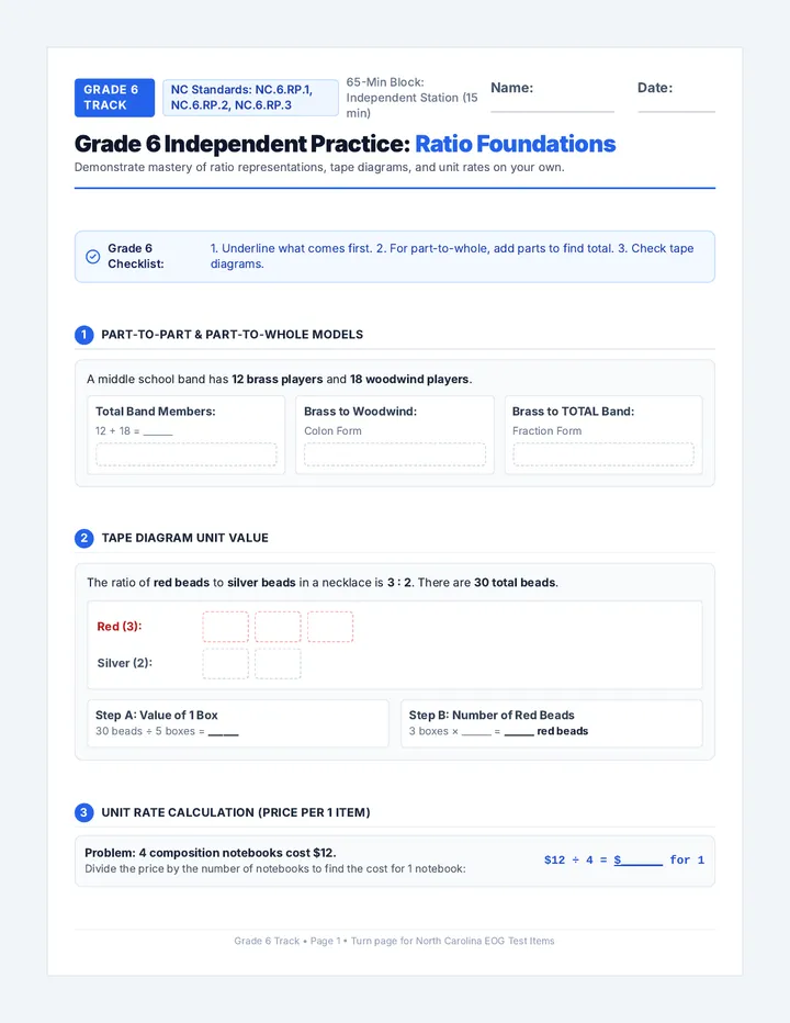 Grade 6 Ratio Practice Worksheet