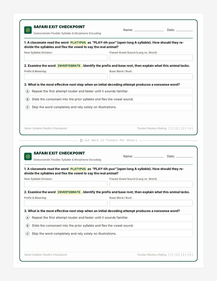Safari Checkpoint Exit Ticket