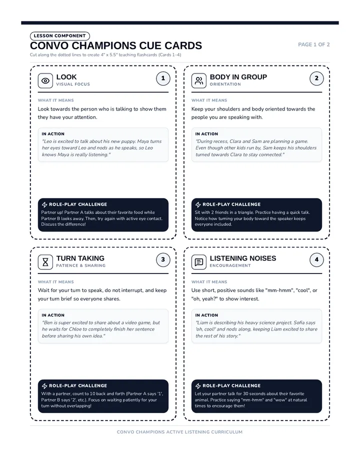 Convo Champions Cue Cards