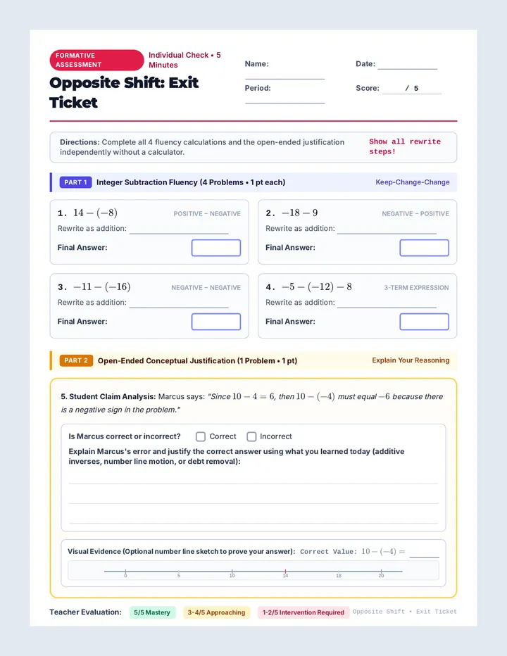 Opposite Shift Exit Ticket