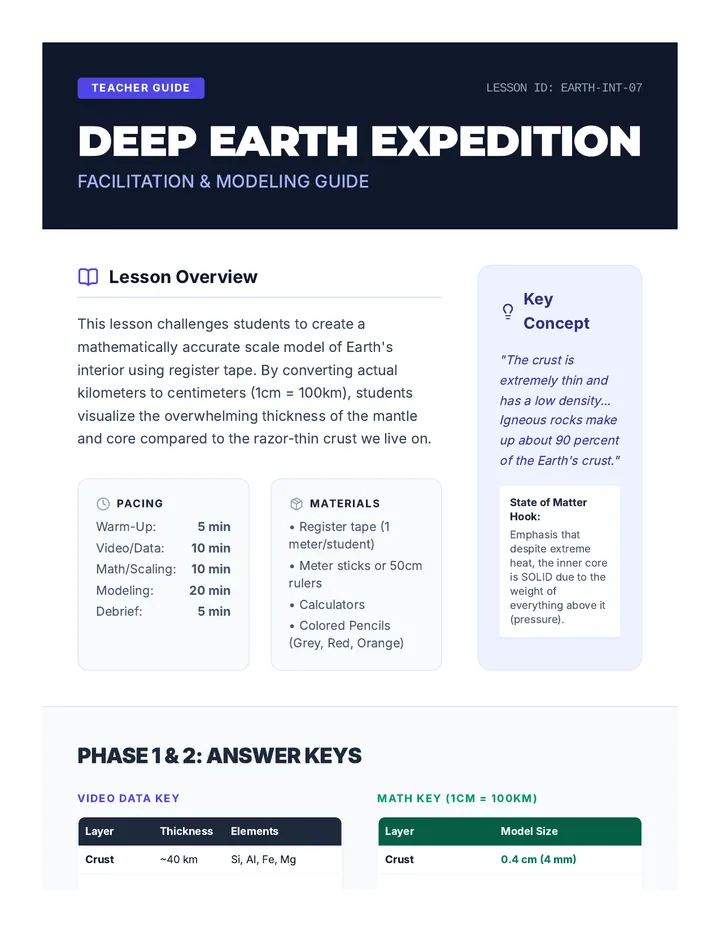 Deep Earth Expedition Teacher Guide
