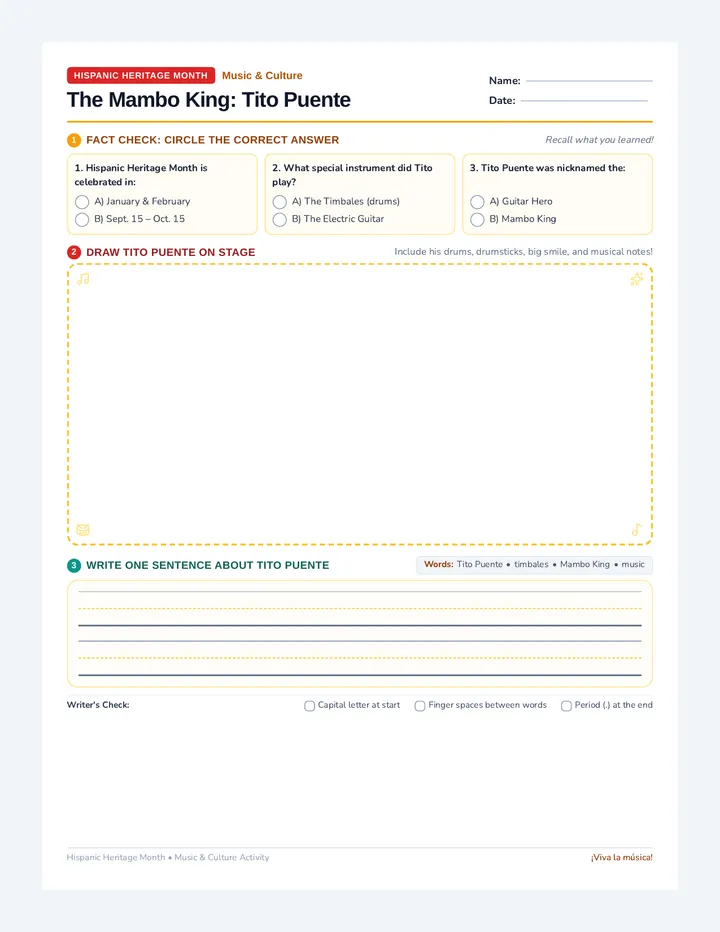 Mambo King Worksheet