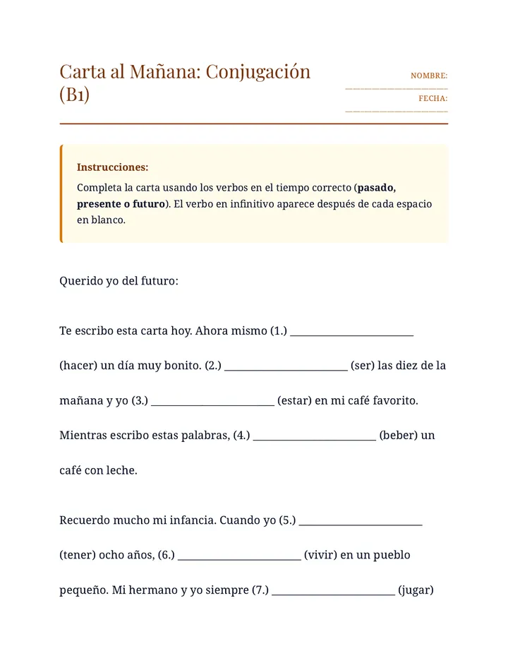 Carta al Mañana Ejercicio B1