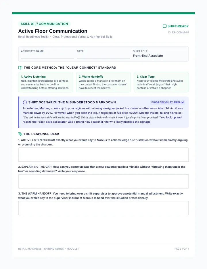 Active Floor Communication Worksheet