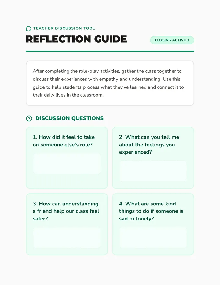 Reflection Guide Discussion Tool