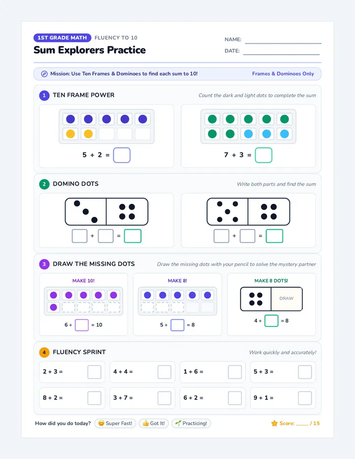 Sum Explorers Worksheet