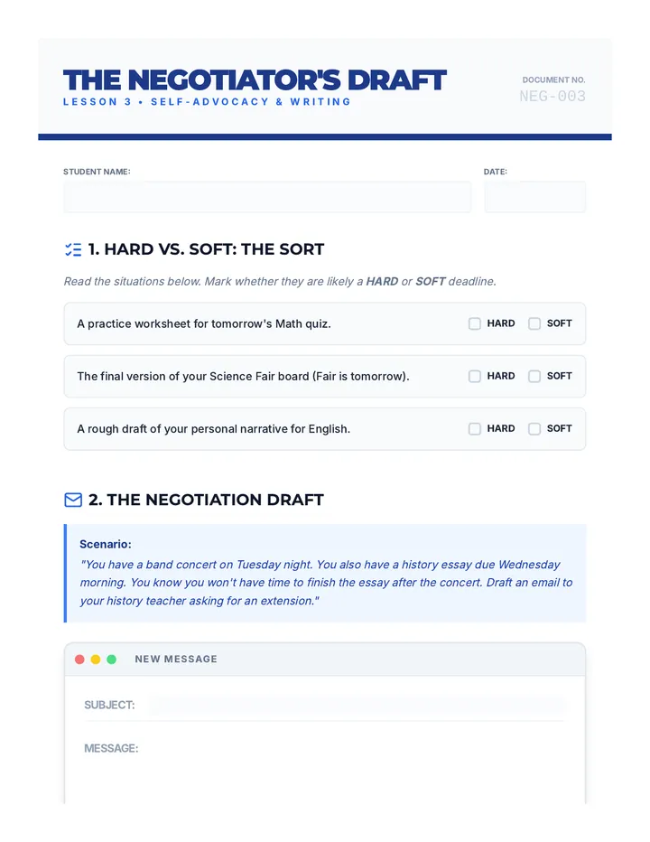 The Negotiator Draft Worksheet