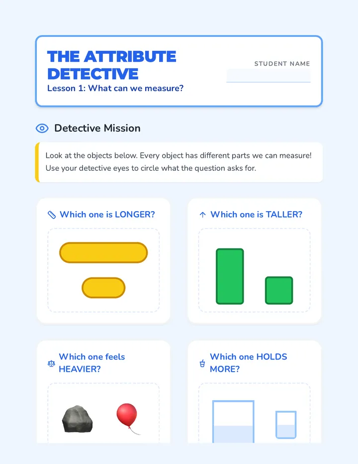 Attribute Detective Worksheet