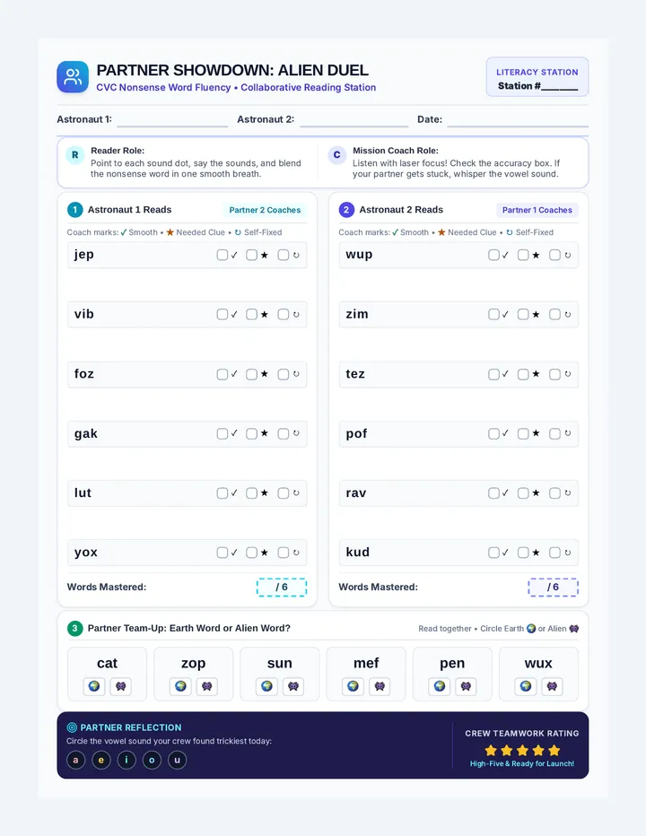 Partner Showdown Activity Sheet