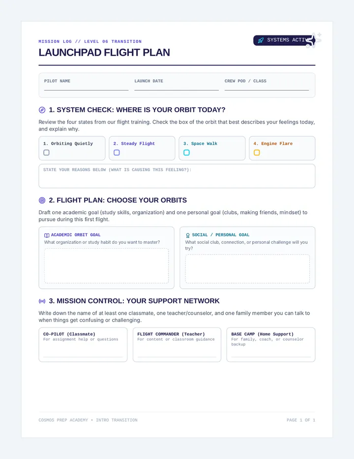 Launchpad Flight Plan Worksheet