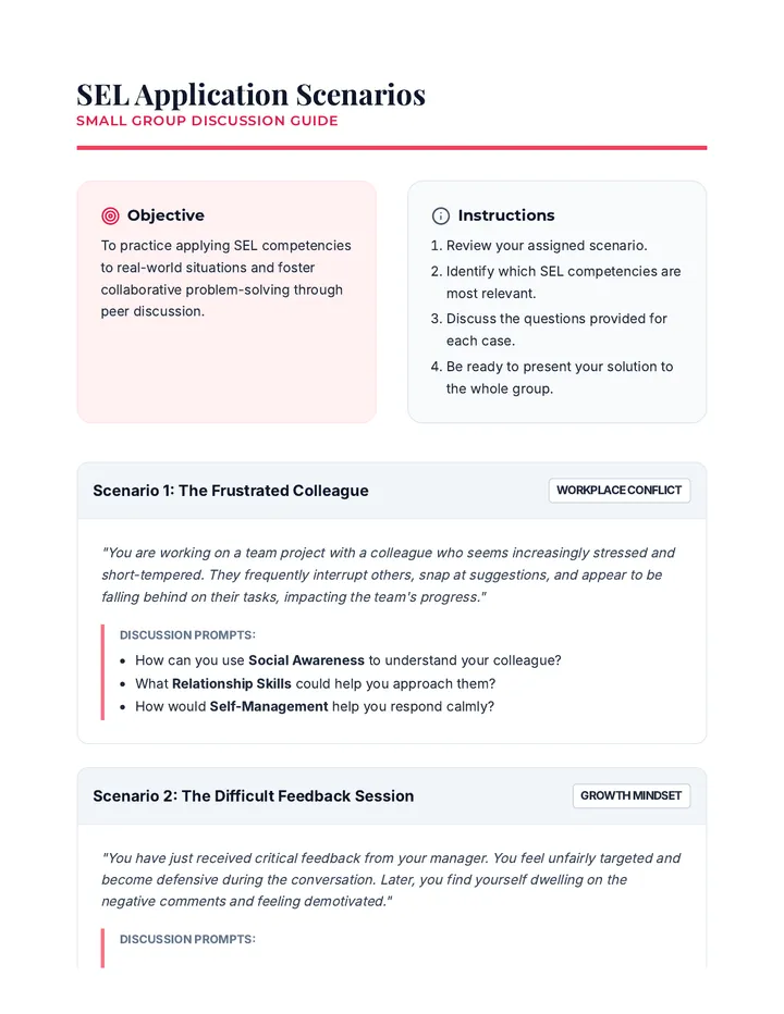 SEL Application Scenario Discussion Guide