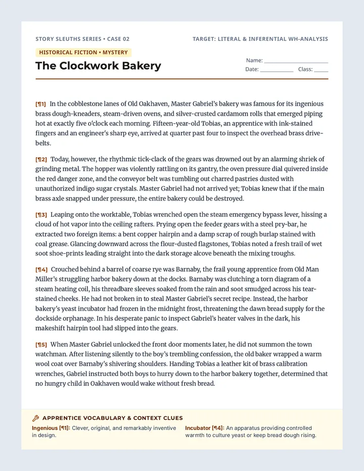 Clockwork Bakery Worksheet