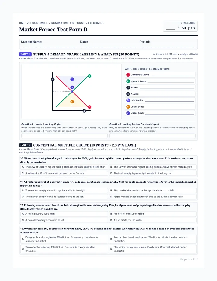 Market Forces Test Form D