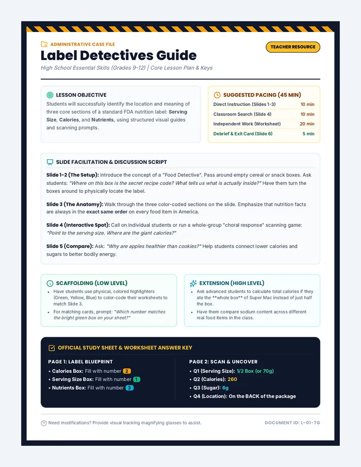 Label Detectives Teacher Guide