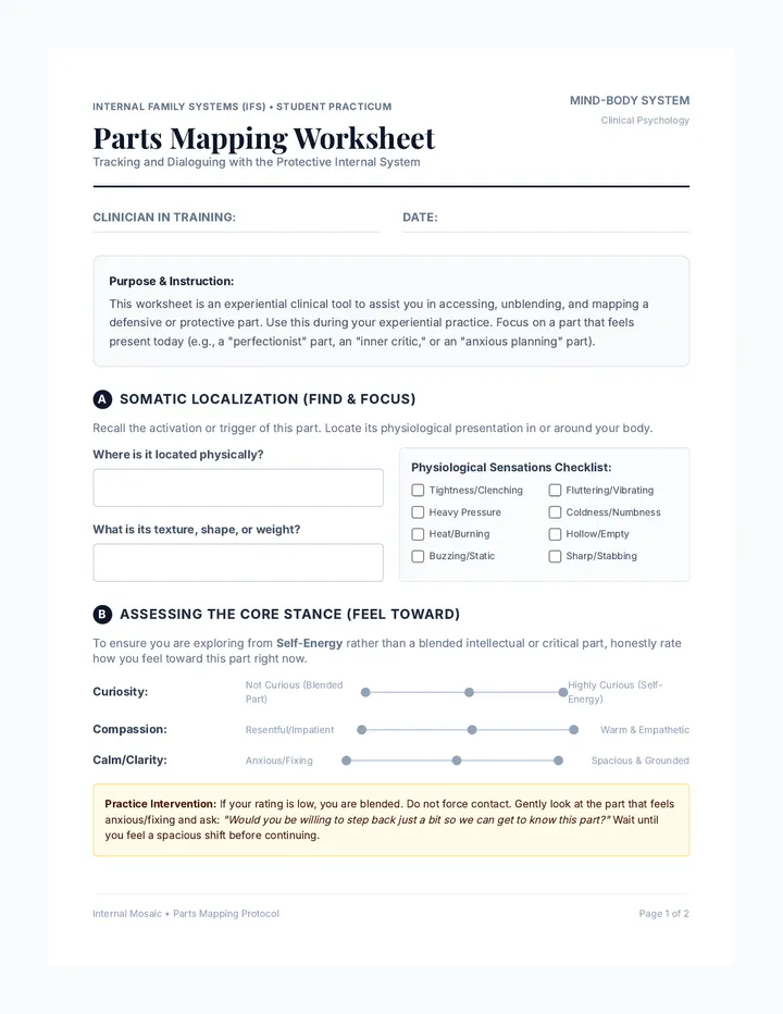 Parts Mapping Worksheet